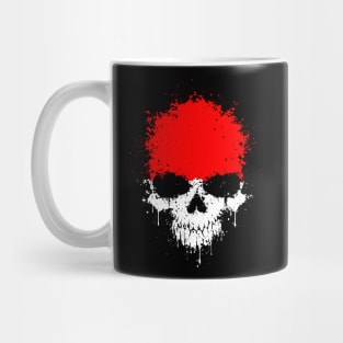 Chaotic Indonesian Flag Splatter Skull Mug